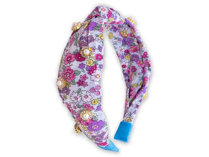 Frog Sac Kids Knot Headband - Embellished Floral Rhinestone Pearl
