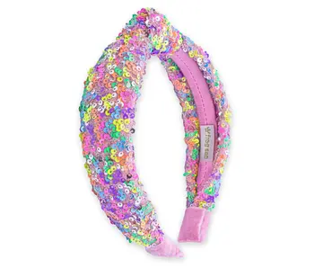 Kids Knot Headband - Sequin Knotted Hair Band (Rainbow)