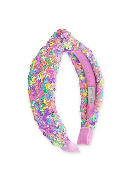 Kids Knot Headband - Sequin Knotted Hair Band (Rainbow)