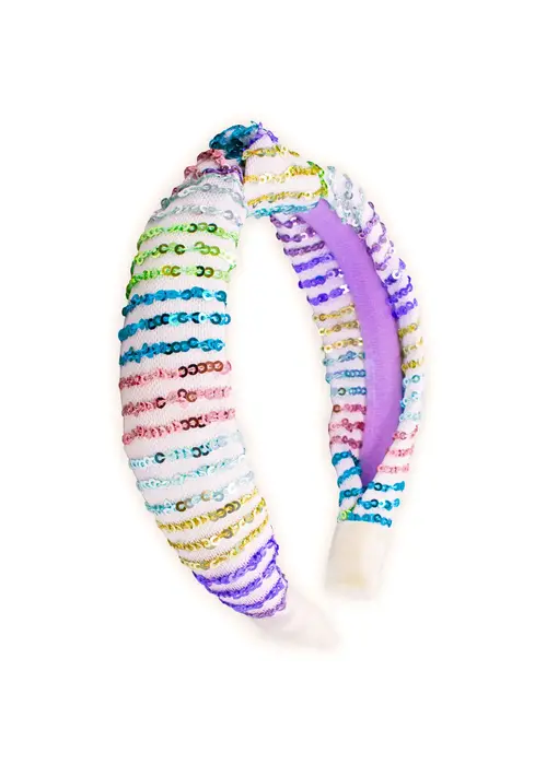 Kids Knot Headband - Rainbow Sequin