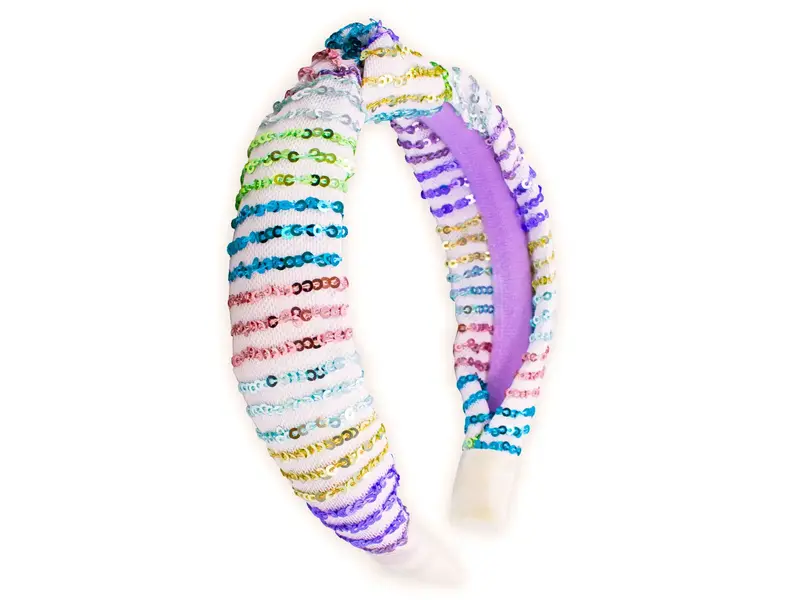Frog Sac Kids Knot Headband - Rainbow Sequin
