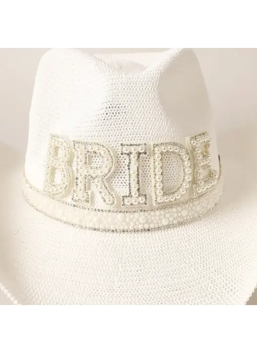 Bride Cowboy Hat with Pearl and Rhinestones
