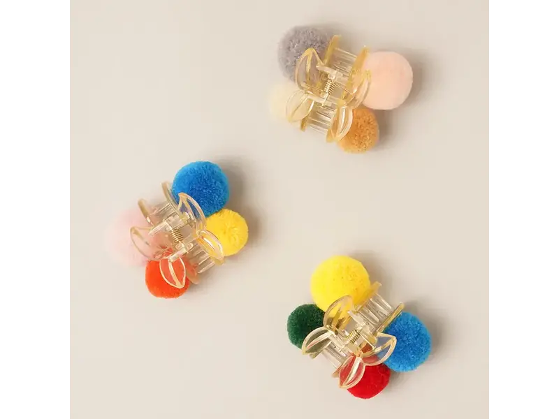 Fashion City Small Pom Pom Decor Hair Claw Clips