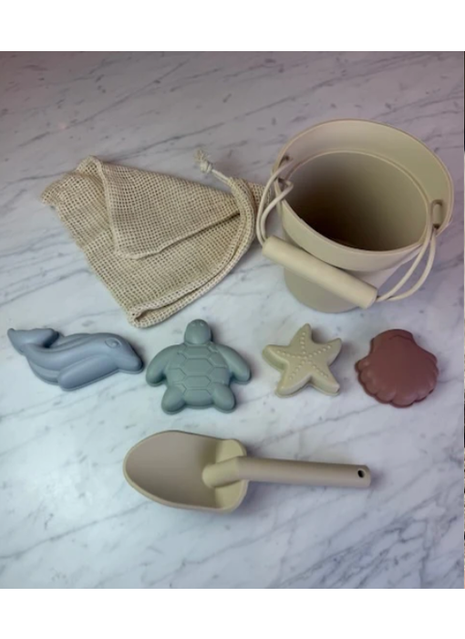 Silicone Sand Bucket with Molds (non-toxic) - Coconut