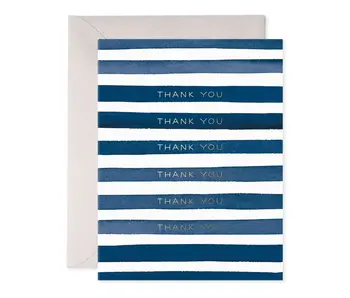 Navy Stripes Thank You Greeting Card – Classic & Elegant