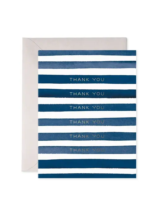 Navy Stripes Thank You Greeting Card – Classic & Elegant