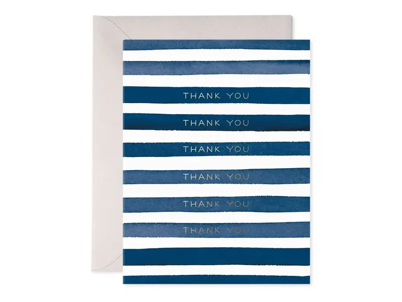 E. Frances Navy Stripes Thank You Greeting Card – Classic & Elegant