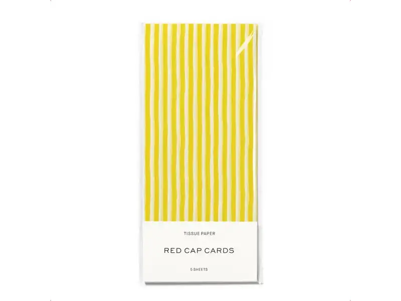 Red Cap Cards Yellow Stripe Tissue Paper