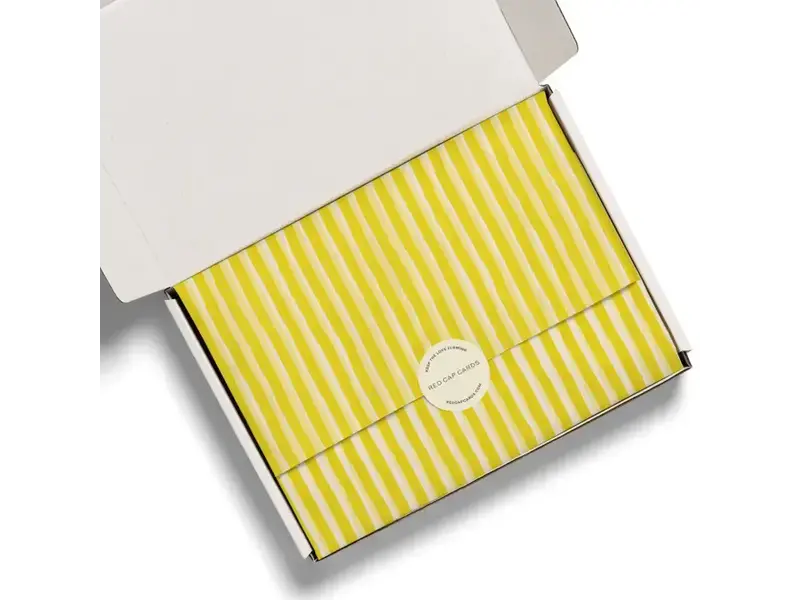 Red Cap Cards Yellow Stripe Tissue Paper