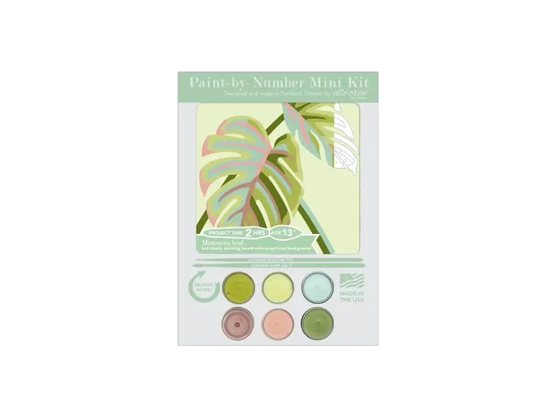 Elle Cree Monstera Leaves Mini Paint-By-Number Kit