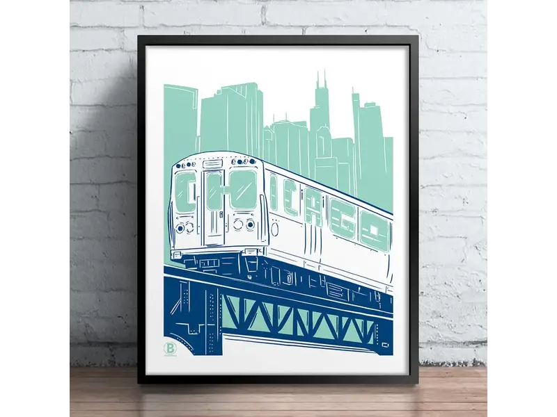 Bozz Prints Chicago L Train Print  8 x 10 inches