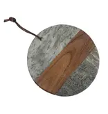 Andaluca Gray Round Marble & Acacia Wood Charcuterie Board