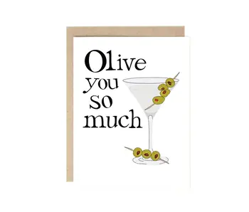 Olive (I Love) You So Much Pun Valentine's Day Card