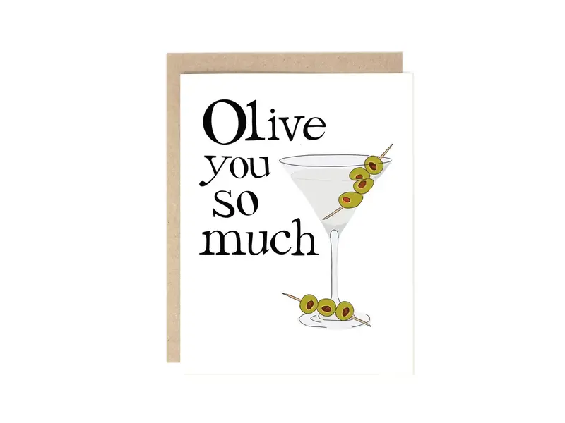 Drawn Goods Olive (I Love) You So Much Pun Love Card