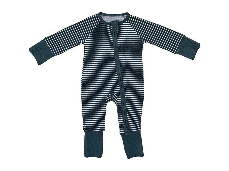 Mebie Baby Navy Stripes Ribbed Bamboo Zipper