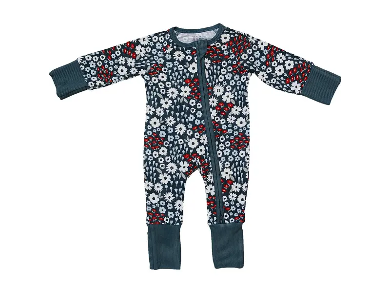 Mebie Baby Americana Floral Ribbed Bamboo Zipper