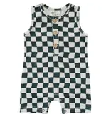 Mebie Baby Charcoal Wavy Checkered Short Romper