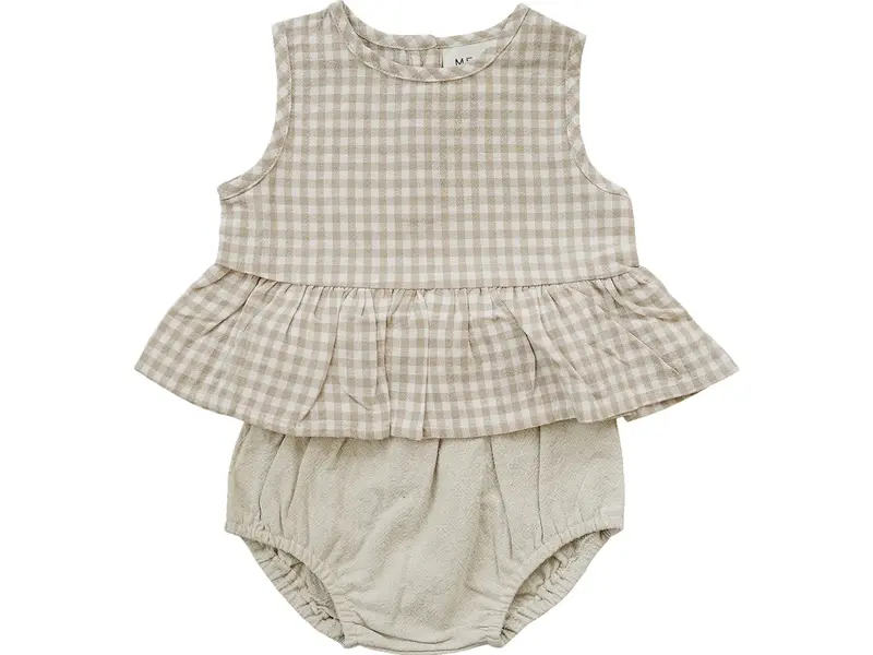 Mebie Baby Oatmeal Gingham Peplum Set