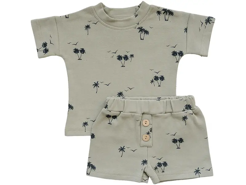 Mebie Baby Palm Tree Button Short Set