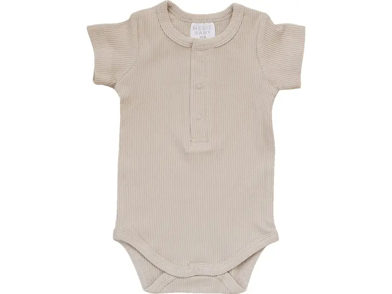 Mebie Baby Oatmeal Organic Cotton Ribbed Snap Bodysuit
