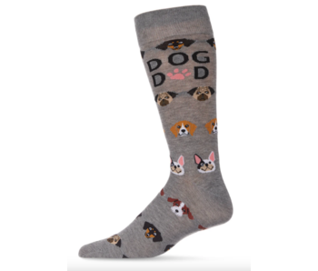 Dog Dad Bamboo Men's Crew Socks Gray 10-13