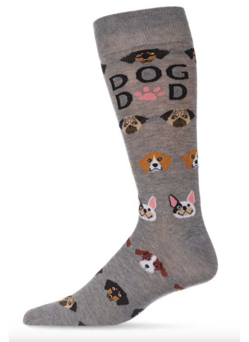 Dog Dad Bamboo Men's Crew Socks Gray 10-13