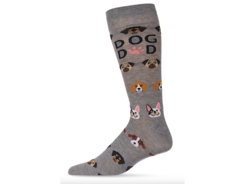 Infinity Classics International Dog Dad Bamboo Men's Crew Socks Gray 10-13