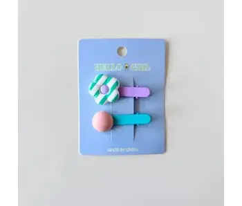 Children's Flower Round Bead hair clip - bluegreen