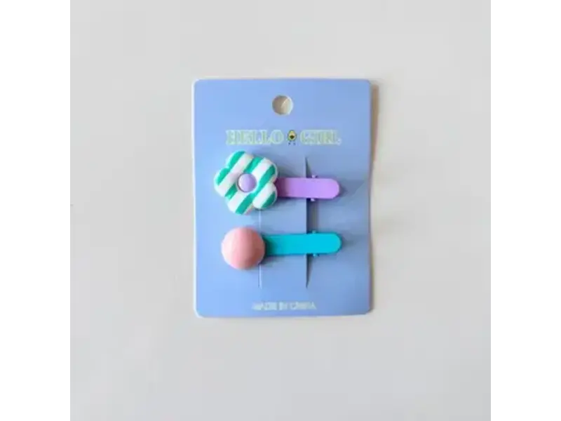 ACCITY Children's Flower Round Bead hair clip - bluegreen