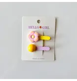 ACCITY Children's Flower Round Bead hair clip- pink/yellow