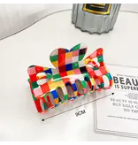 ACCITY Rainbow Checker Hair Claw Clip
