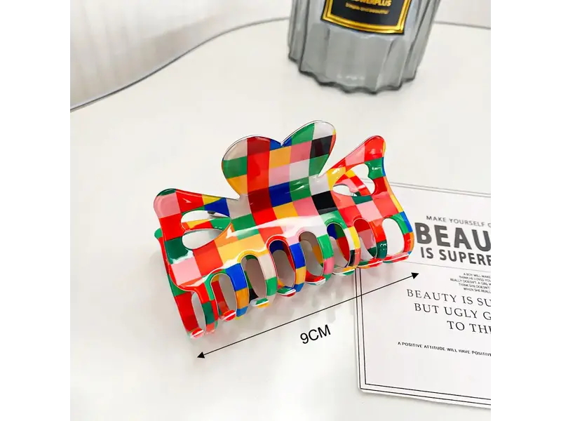 ACCITY Rainbow Checker Hair Claw Clip