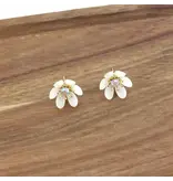 pretty persuasions E25226 Glass Crystal Centered Flower Post Earrings - ivory