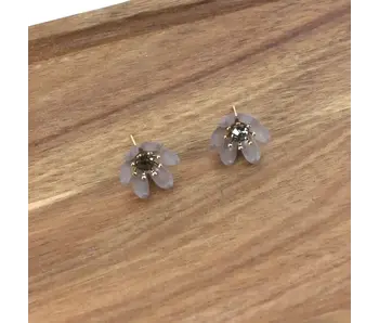 E25226 Glass Crystal Centered Flower Post Earrings - purple