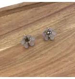 pretty persuasions E25226 Glass Crystal Centered Flower Post Earrings - purple