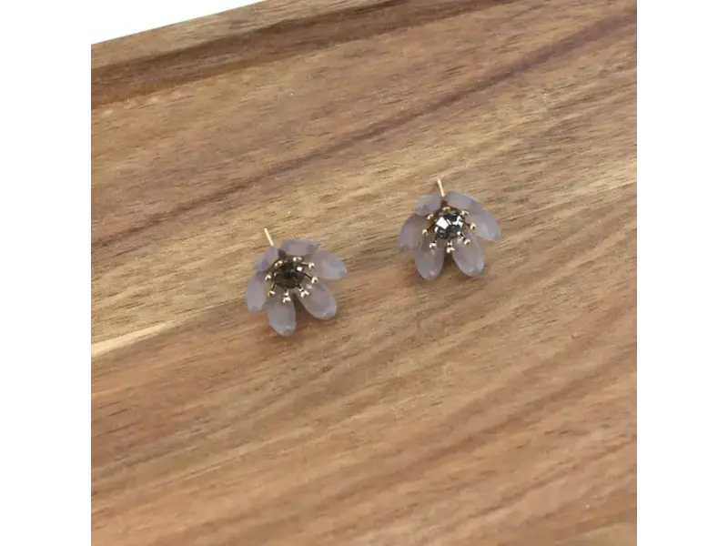 pretty persuasions E25226 Glass Crystal Centered Flower Post Earrings - purple