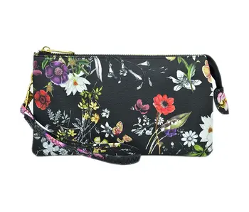 Wristlet/Crossbody Bag - butterfly flower