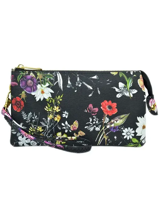 Wristlet/Crossbody Bag - butterfly flower