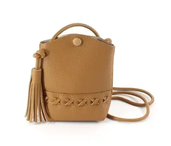Tassel Décor Synthetic Leather Crossbody Bag - Camel