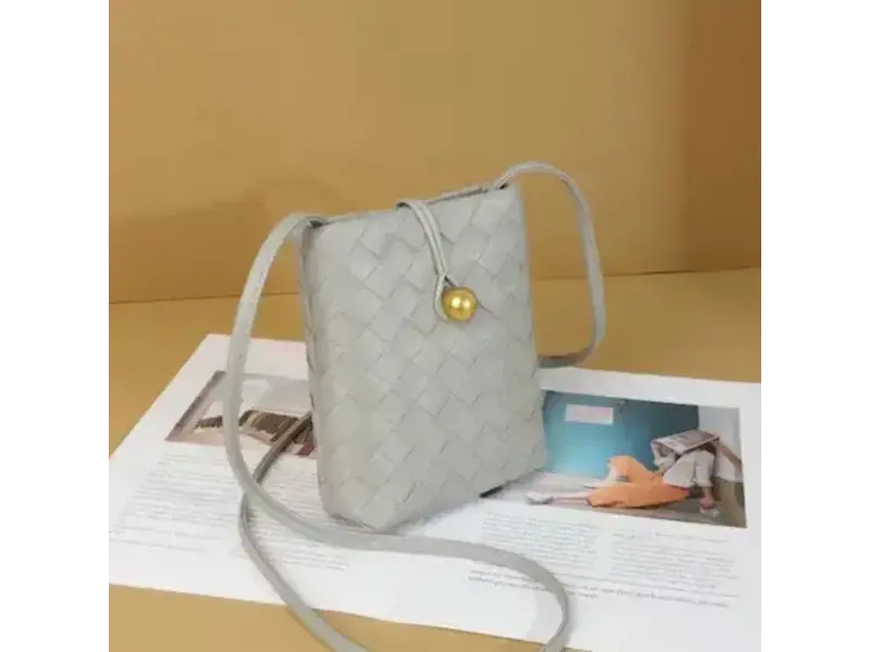 pretty persuasions Small Woven Crossbody Bag Grey