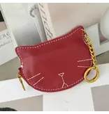 pretty persuasions Leather Kitty Coin Purse Charm/Key Chain - Red