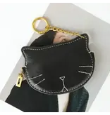 pretty persuasions Leather Kitty Coin Purse Charm/Key Chain - Black