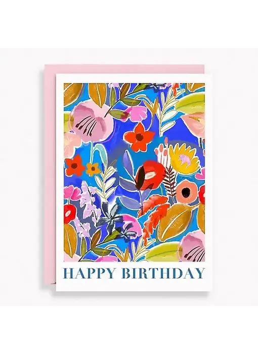 Happy Birthday Painted Floral Birthday Card