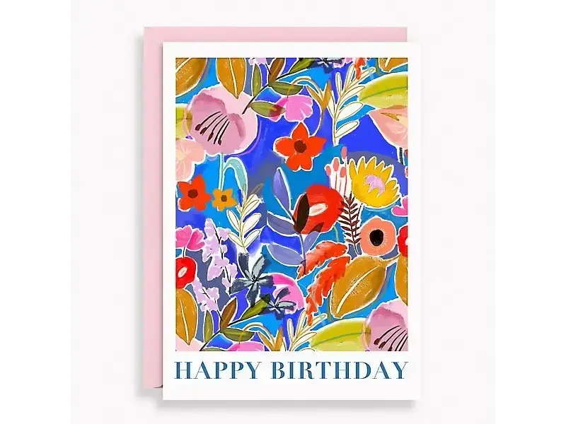 Paper Source Happy Birthday Painted Floral Birthday Card
