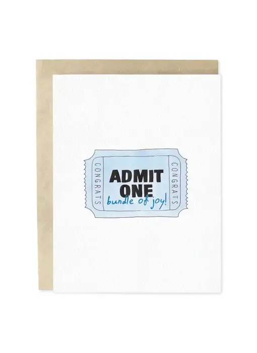 Admit One Bundle of Joy Blue New Baby Greeting Card