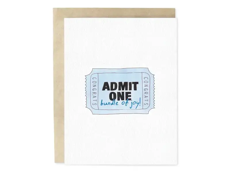 Skribbles Admit One Bundle of Joy Blue New Baby Greeting Card