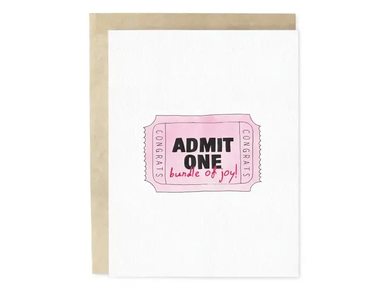 Skribbles Copy of Admit One Bundle of Joy Blue New Baby Greeting Card