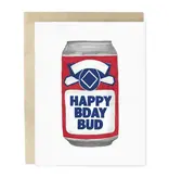 Skribbles Happy Birthday Bud Beer Man Hand-Illustrated Greeting Card