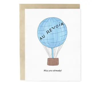 Au Revoir Balloon Miss You Hand-Illustrated Greeting Card