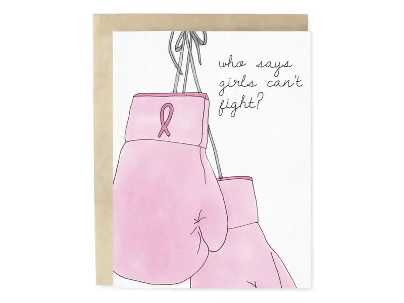 Skribbles Who Says Girls Can't Fight Cancer Get Well Greeting Card